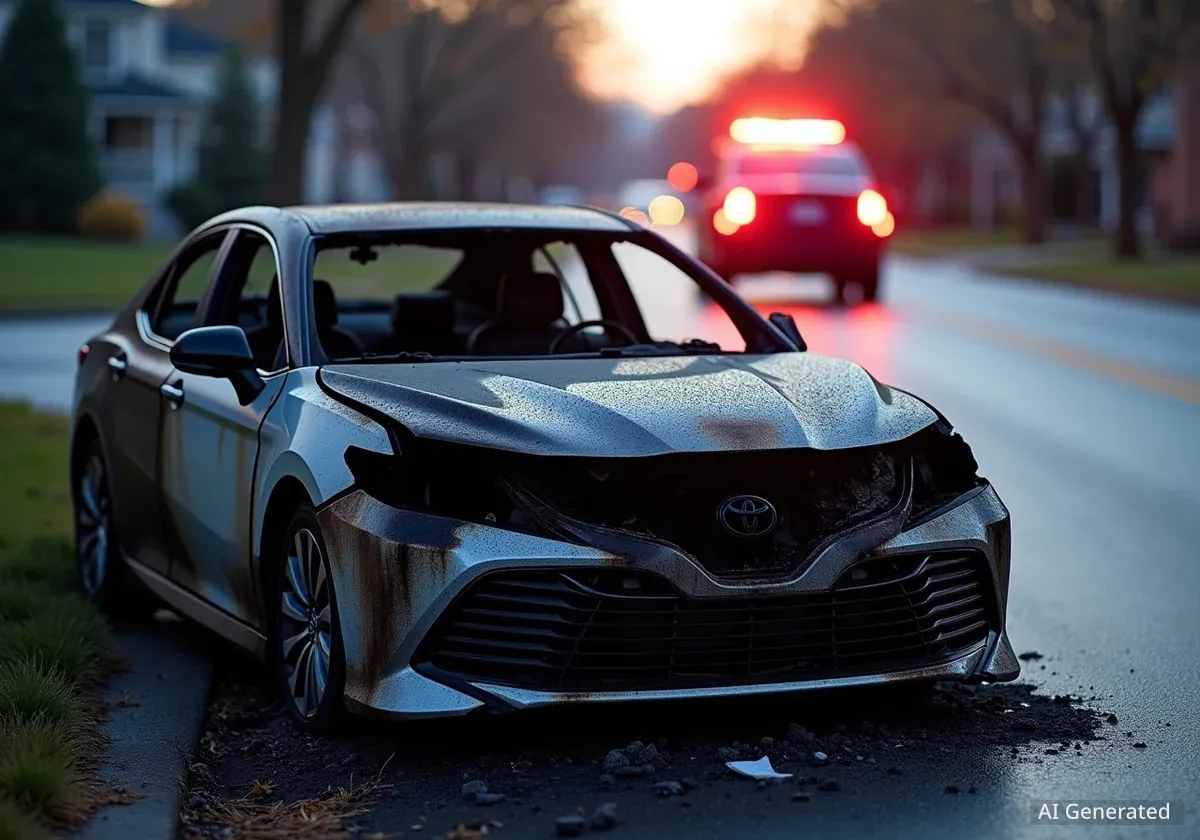 Toyota Camry brennt nach Standzeit in Flammen