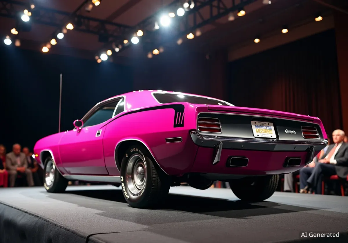 Einzigartiger 1970er Plymouth Cuda in Moulin Rouge