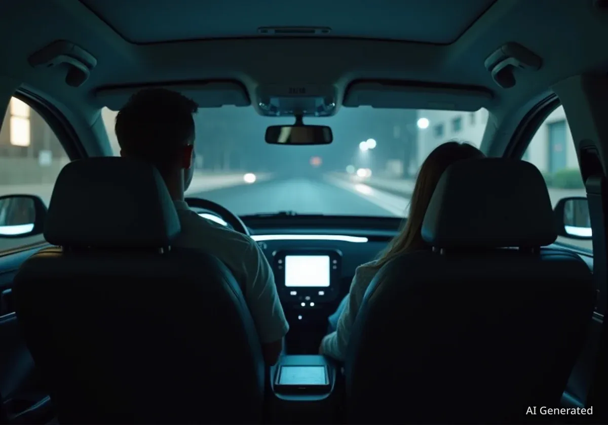 Schlafender Sicherheitsfahrer im Tesla Robotaxi