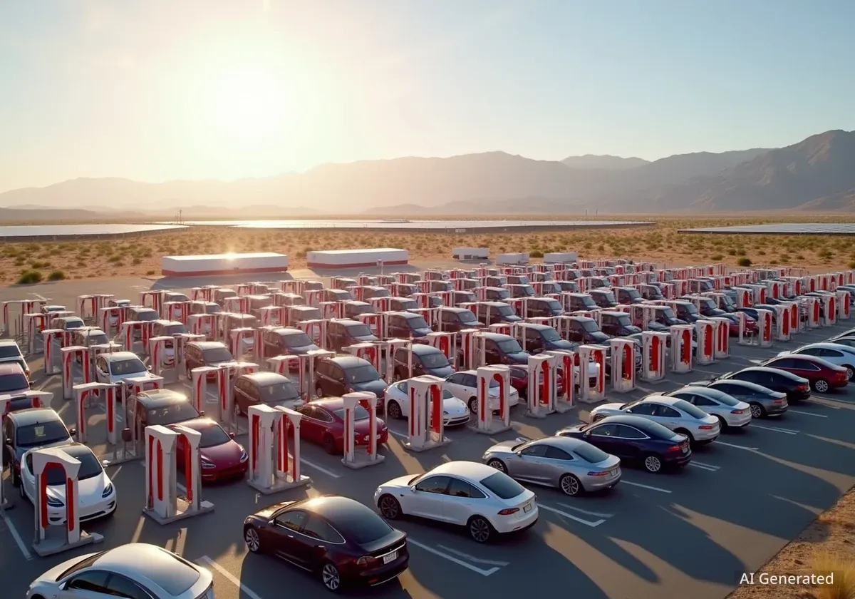 Teslas größter Supercharger in Lost Hills eröffnet